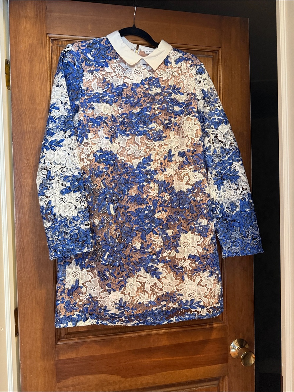 English Factory Cream and Black Dress with Zipper Back